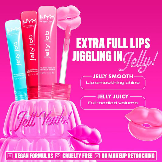 Jelly Job Full-Bodied Shine Gloss, Jelly-Smooth Shine, Precision Applicator, NYX Professional Makeup